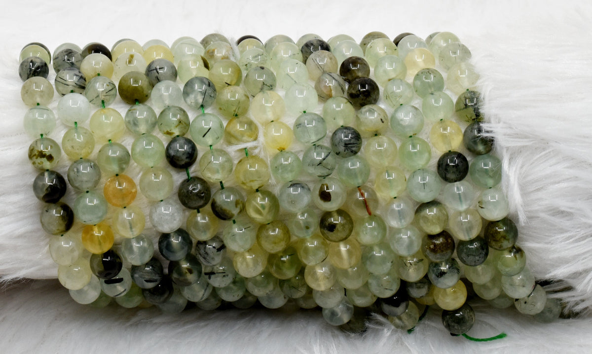 Prehnite Beads, Natural Round Crystal Beads 4mm to 10mm.  DestGlow