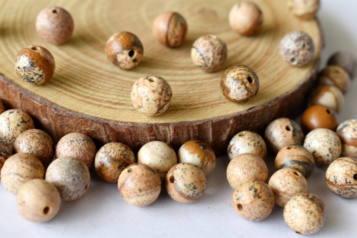 Picture Jasper Beads, Natural Round Crystal Beads 4mm to 12mm  DestGlow