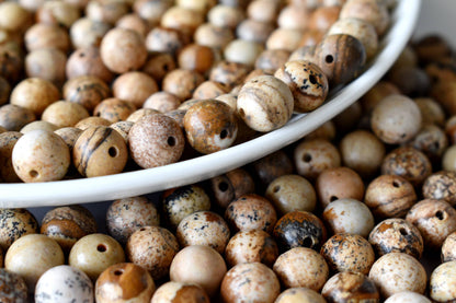 Picture Jasper Beads, Natural Round Crystal Beads 4mm to 12mm  DestGlow