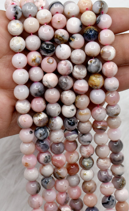 Pink Opal Beads, Natural Round Crystal Beads 6mm to 10mm  DestGlow