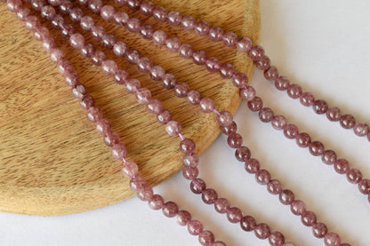 Pink Tourmaline Heated Beads, Natural Round Crystal Beads 4mm to 10mm  DestGlow
