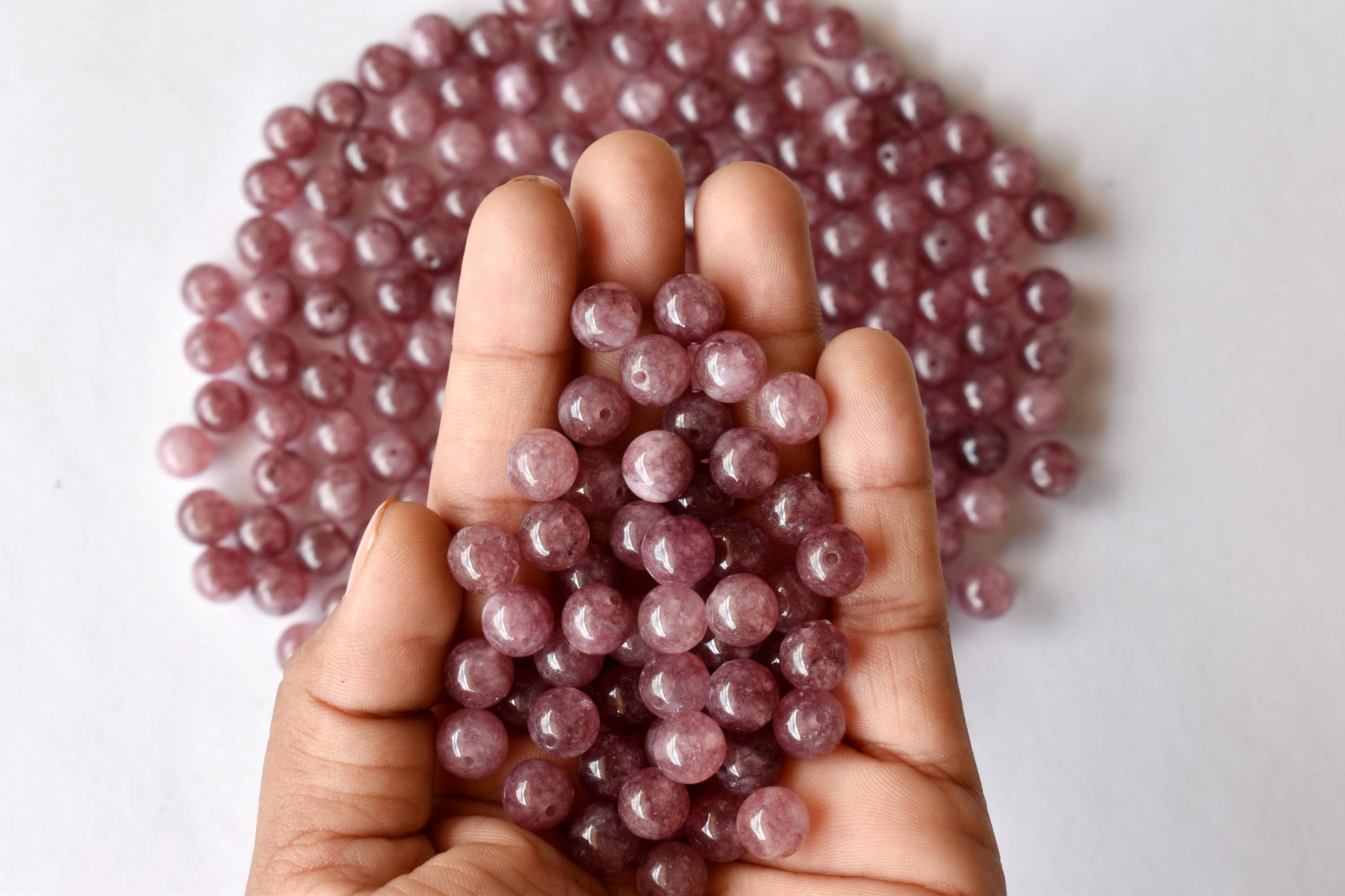 Pink Tourmaline Heated Beads, Natural Round Crystal Beads 4mm to 10mm  DestGlow