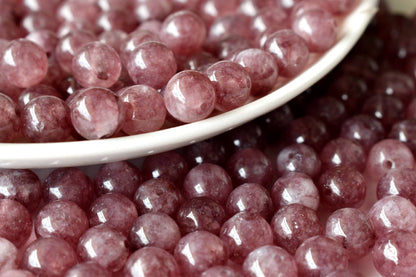 Pink Tourmaline Heated Beads, Natural Round Crystal Beads 4mm to 10mm  DestGlow