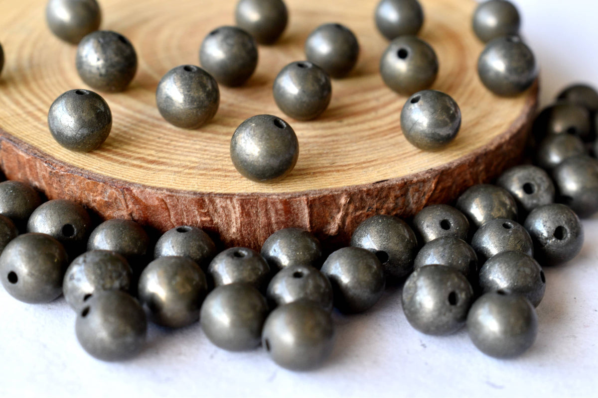 Pyrite Beads, Natural Round Crystal Beads 4mm to 12mm