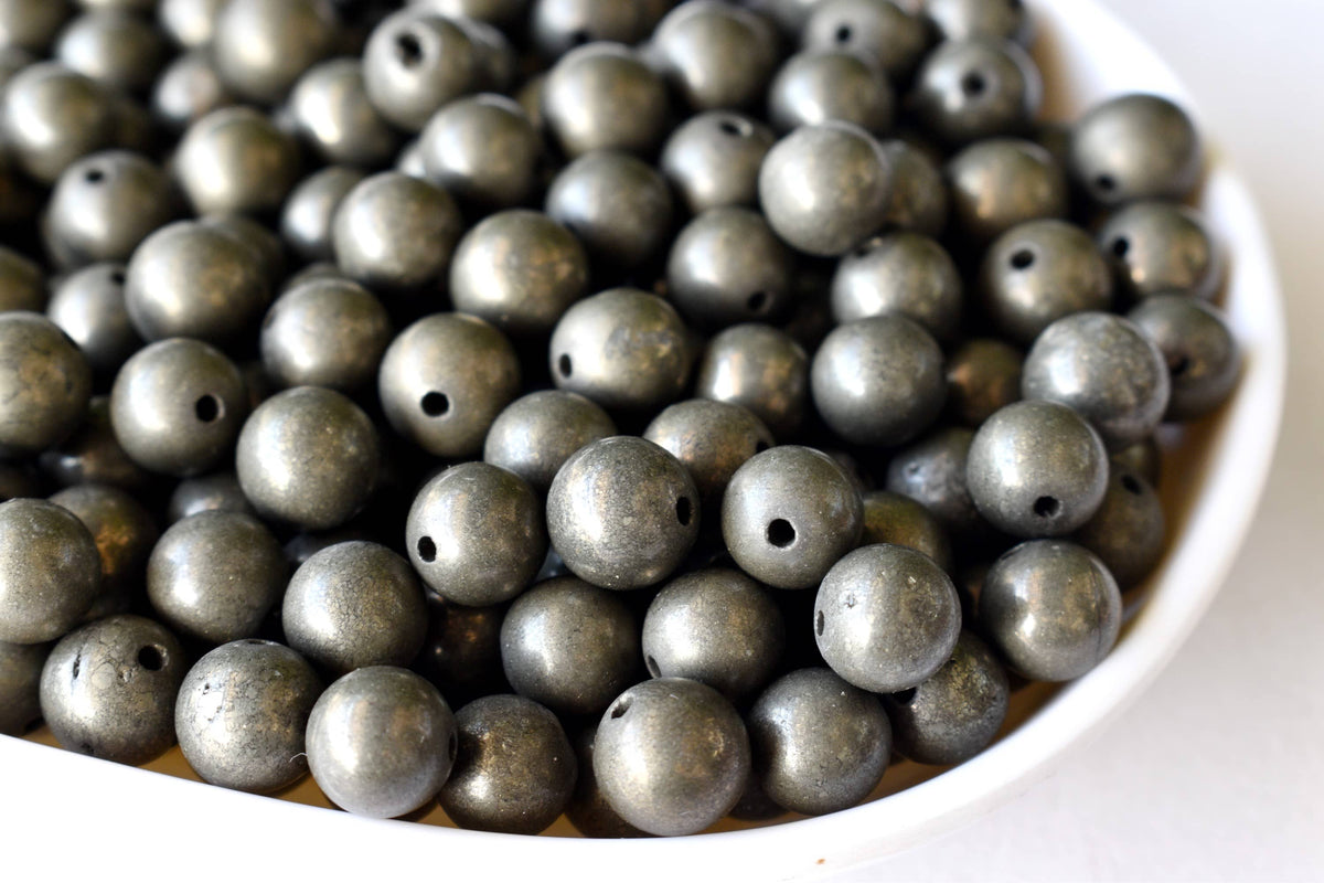 Pyrite Beads, Natural Round Crystal Beads 4mm to 12mm  DestGlow