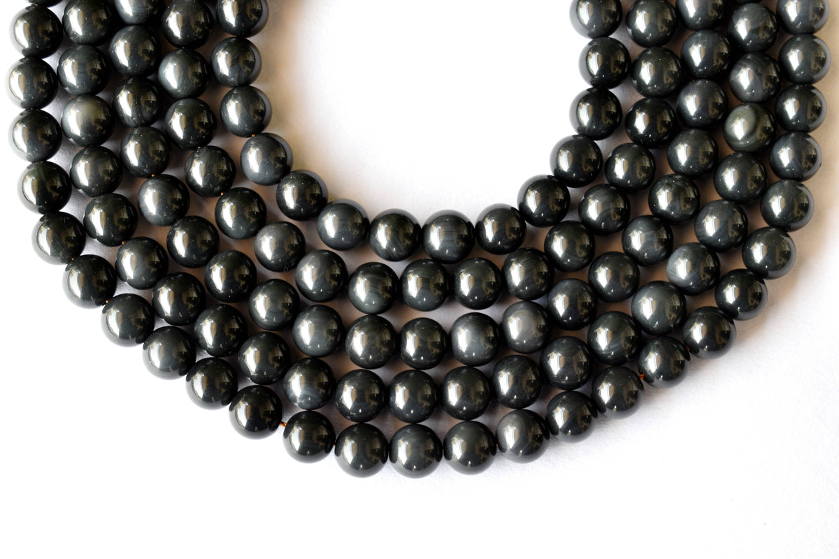 Rainbow Black Obsidian Beads, Natural Round Crystal Beads 4mm to 10mm  DestGlow