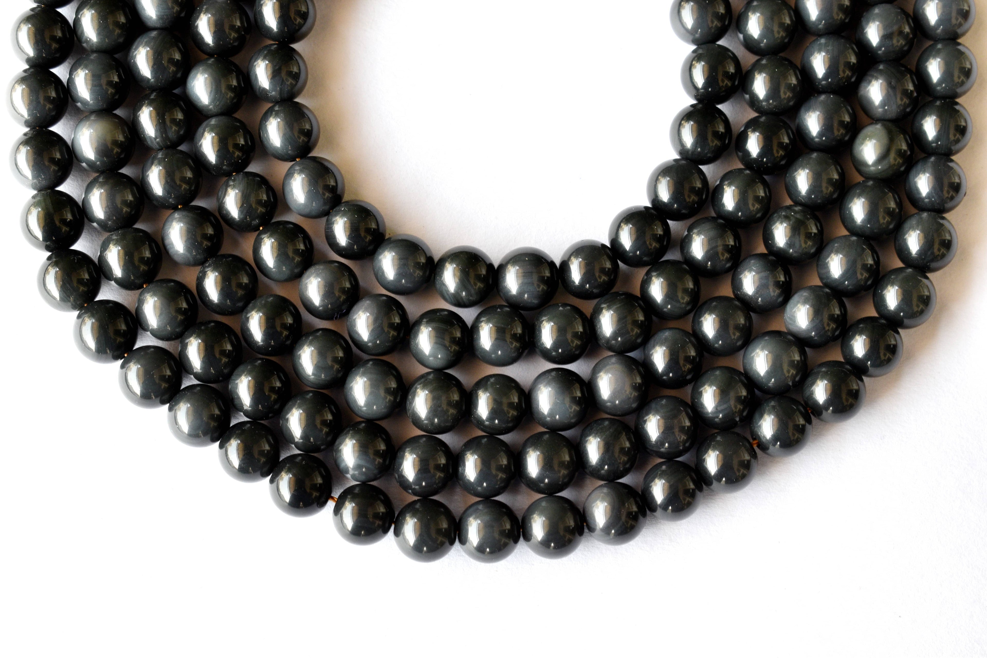 Rainbow Black Obsidian Beads, Natural Round Crystal Beads 4mm to 10mm  DestGlow