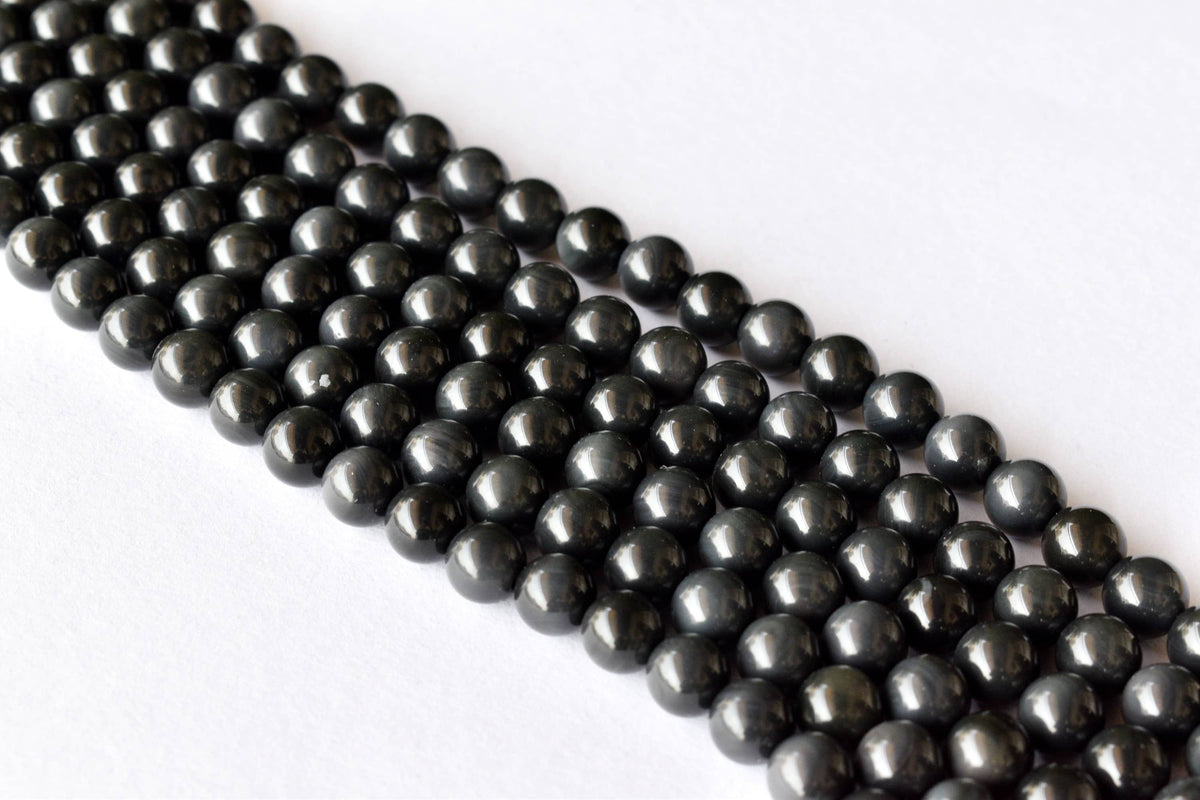 Rainbow Black Obsidian Beads, Natural Round Crystal Beads 4mm to 10mm  DestGlow