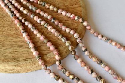 Rhodochrosite Beads, Natural Round Crystal Beads 4mm to 12mm.  DestGlow