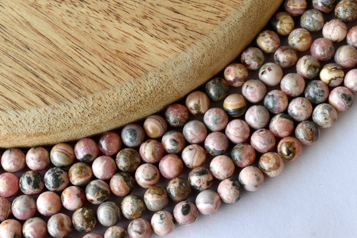 Rhodochrosite Beads, Natural Round Crystal Beads 4mm to 12mm.  DestGlow