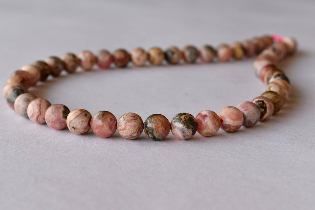 Rhodochrosite Beads, Natural Round Crystal Beads 4mm to 12mm.  DestGlow