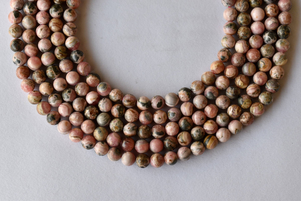 Rhodochrosite Beads, Natural Round Crystal Beads 4mm to 12mm.  DestGlow