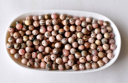Rhodochrosite Beads, Natural Round Crystal Beads 4mm to 12mm.  DestGlow