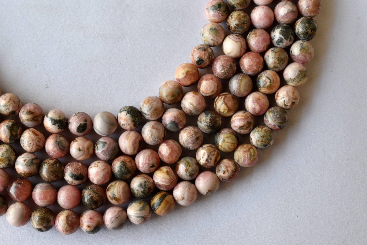Rhodochrosite Beads, Natural Round Crystal Beads 4mm to 12mm.  DestGlow