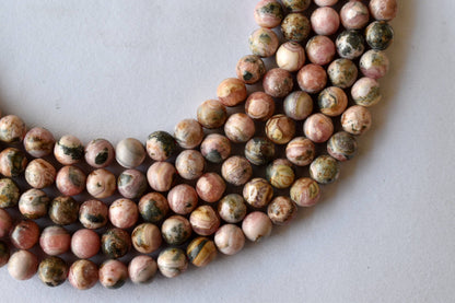 Rhodochrosite Beads, Natural Round Crystal Beads 4mm to 12mm.  DestGlow