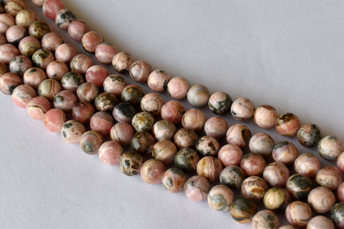 Rhodochrosite Beads, Natural Round Crystal Beads 4mm to 12mm.  DestGlow