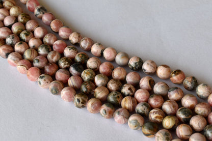 Rhodochrosite Beads, Natural Round Crystal Beads 4mm to 12mm.  DestGlow