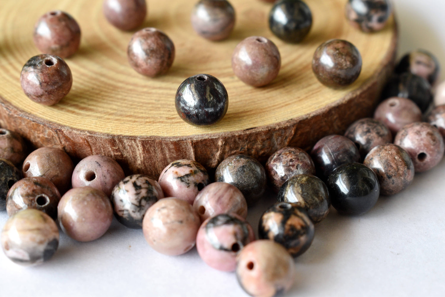 Rhodonite Beads, Natural Round Crystal Beads 4mm to 12mm  DestGlow