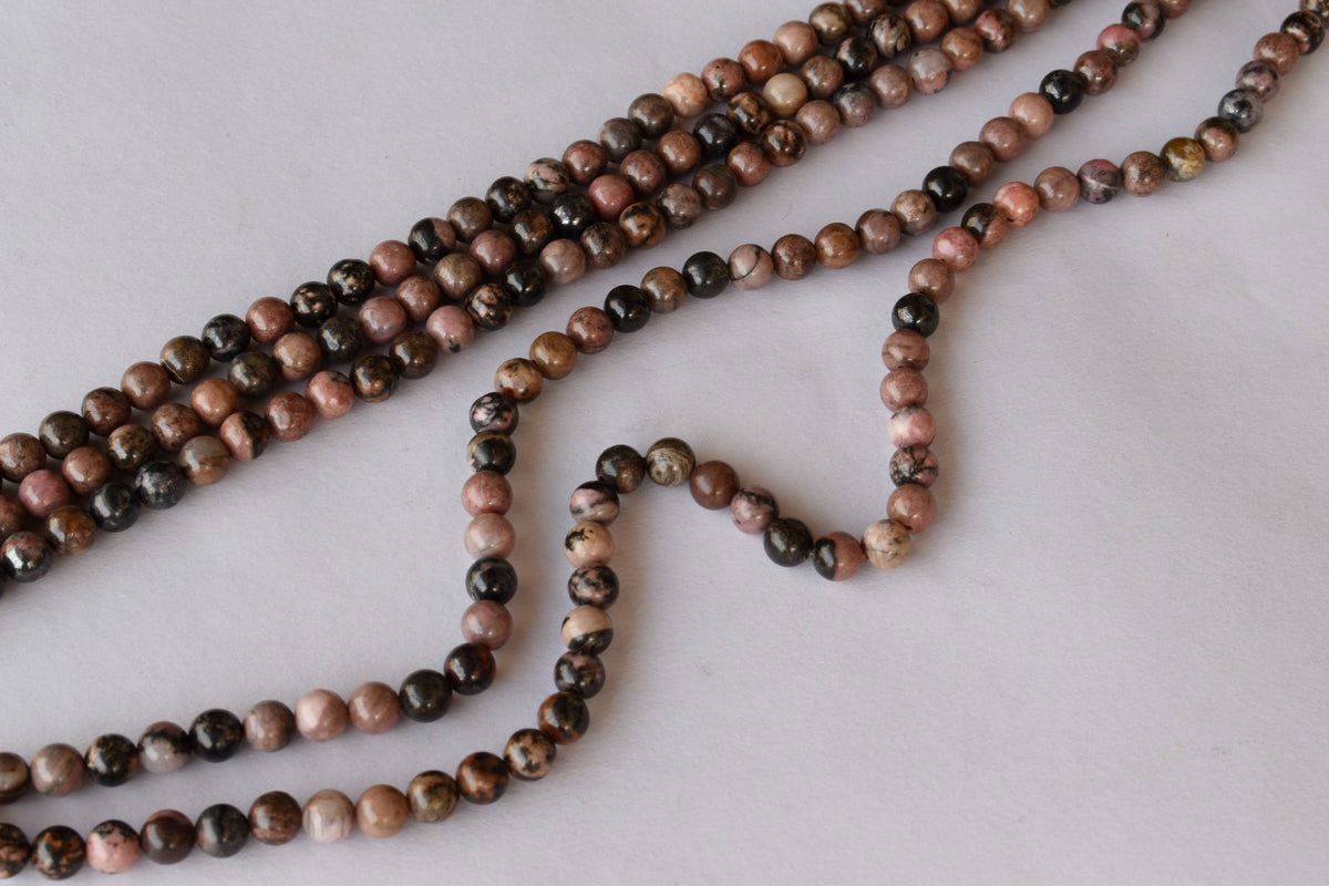 Rhodonite Beads, Natural Round Crystal Beads 4mm to 12mm  DestGlow