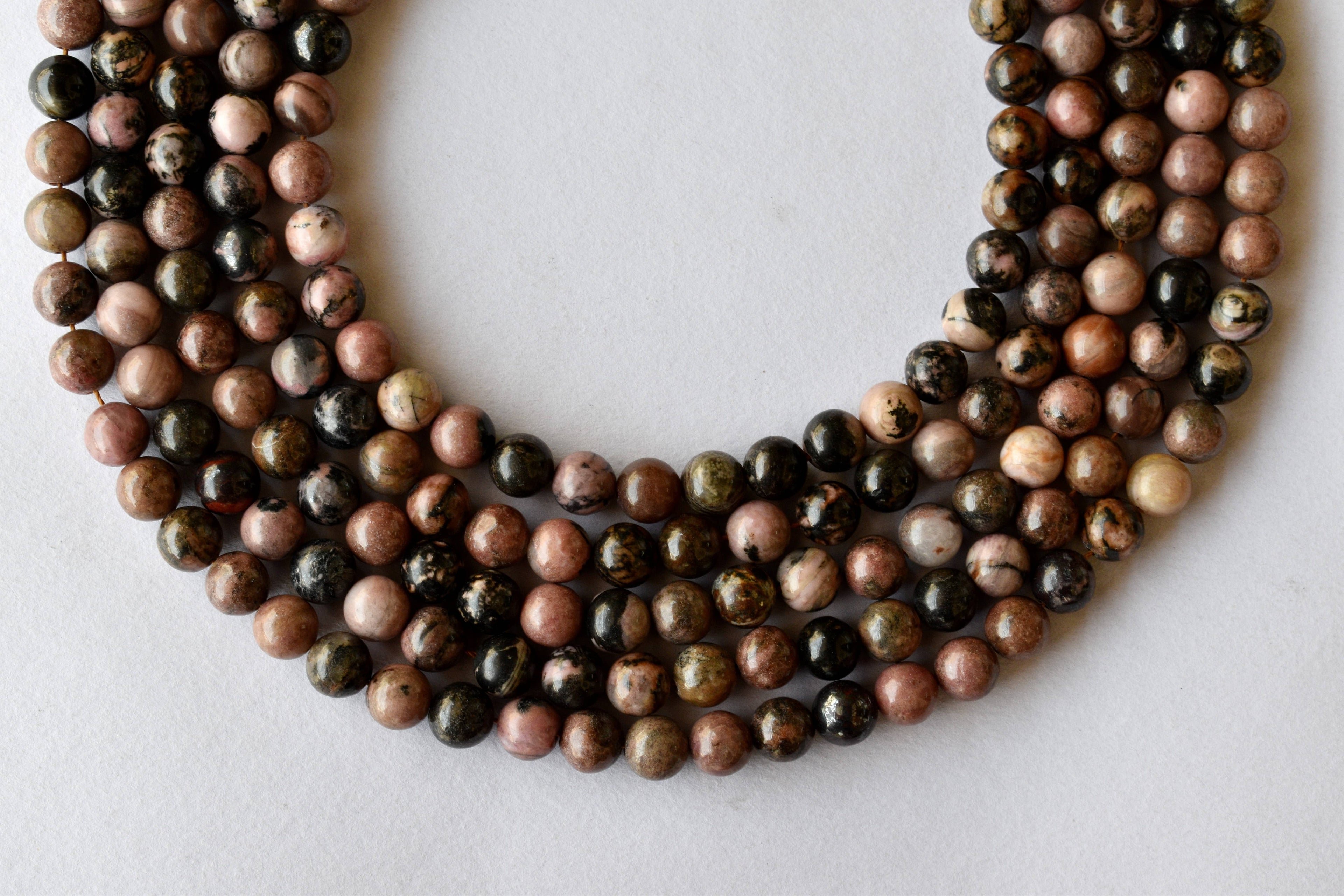 Rhodonite Beads, Natural Round Crystal Beads 4mm to 12mm  DestGlow