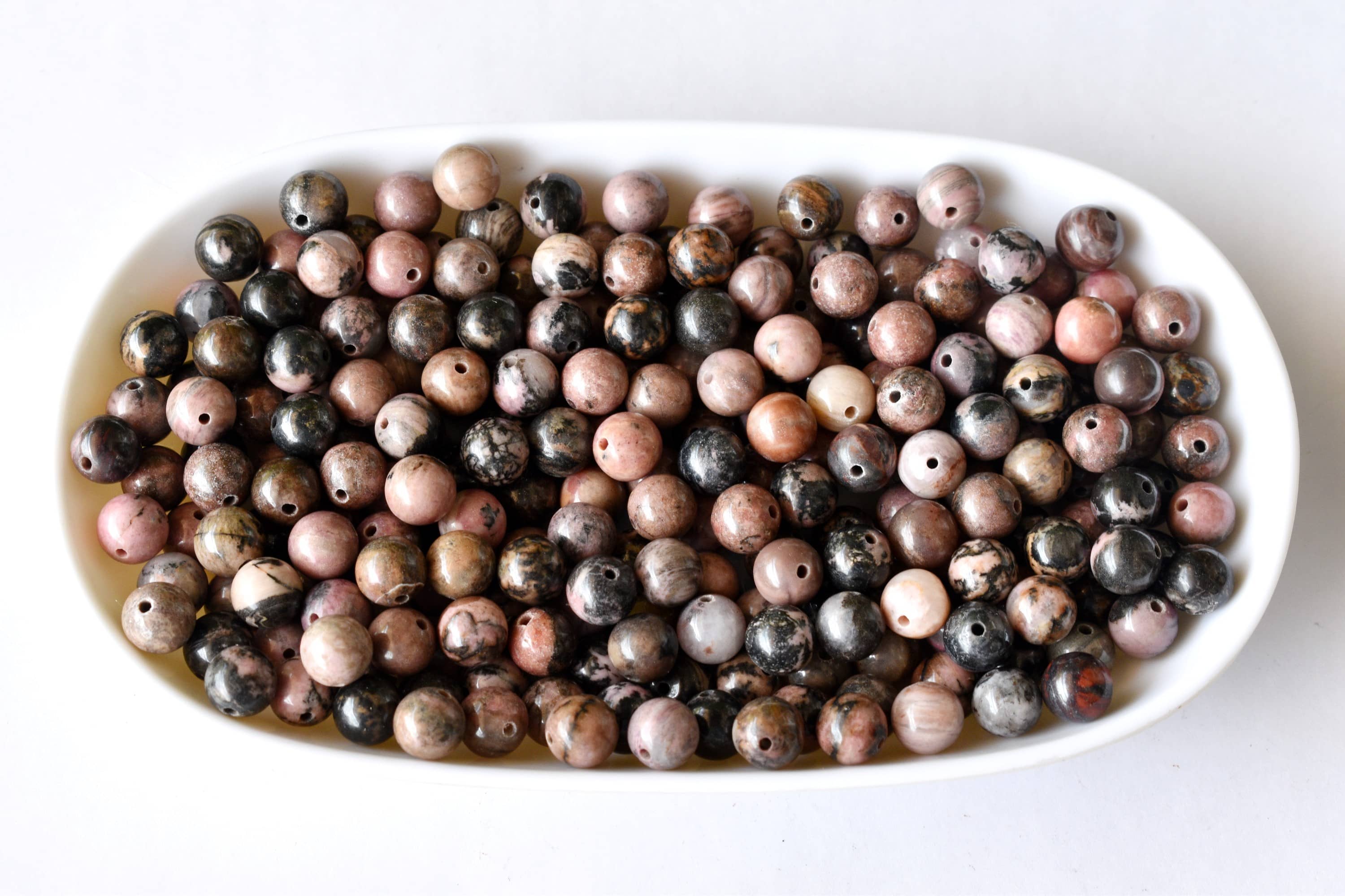 Rhodonite Beads, Natural Round Crystal Beads 4mm to 12mm  DestGlow