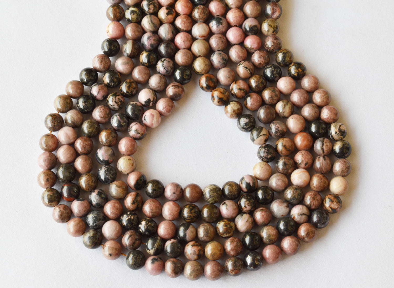 Rhodonite Beads, Natural Round Crystal Beads 4mm to 12mm  DestGlow
