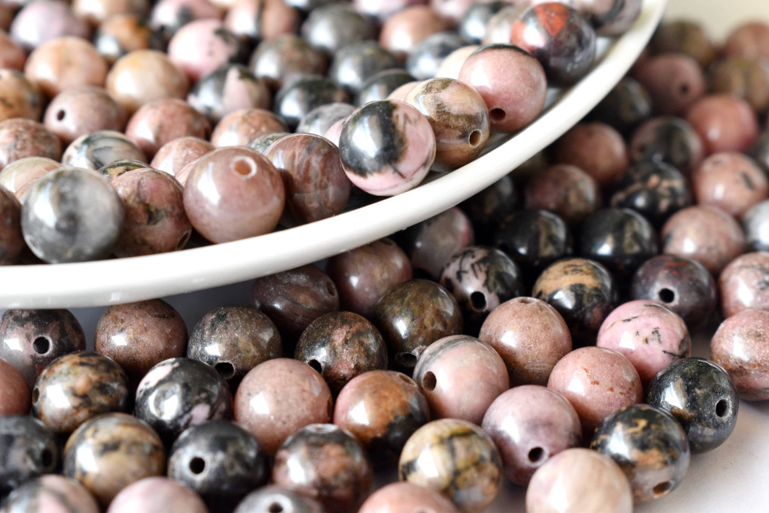 Rhodonite Beads, Natural Round Crystal Beads 4mm to 12mm  DestGlow