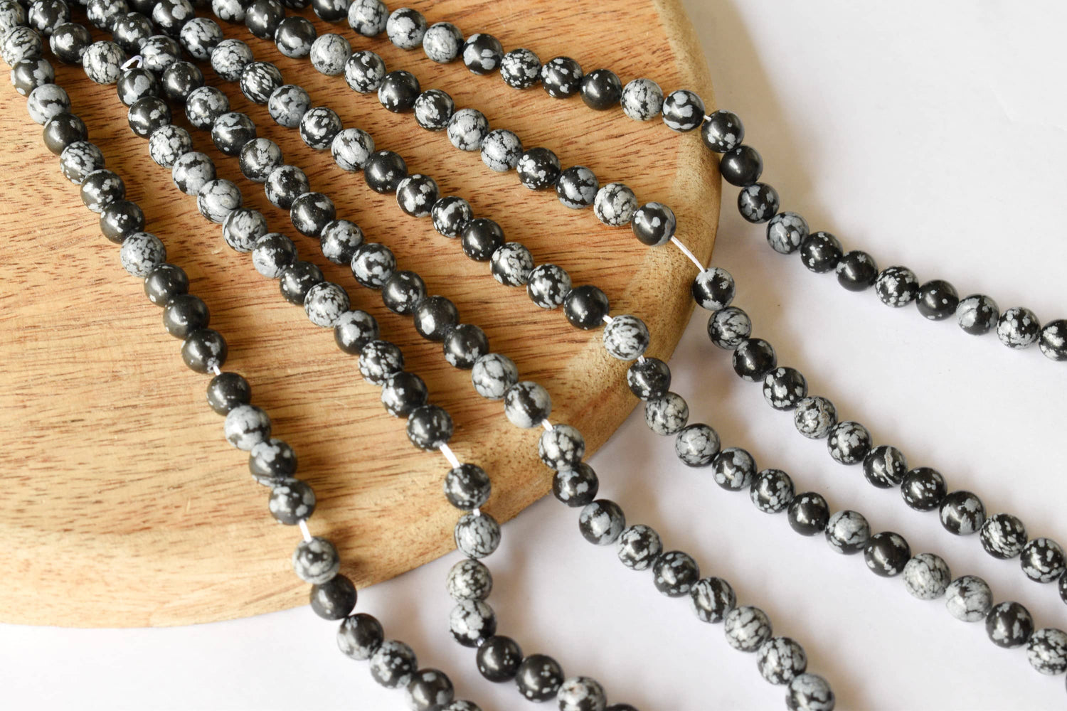 Snowflake Black Obsidian Beads, Natural Round Crystal Beads 4mm to 12mm  DestGlow