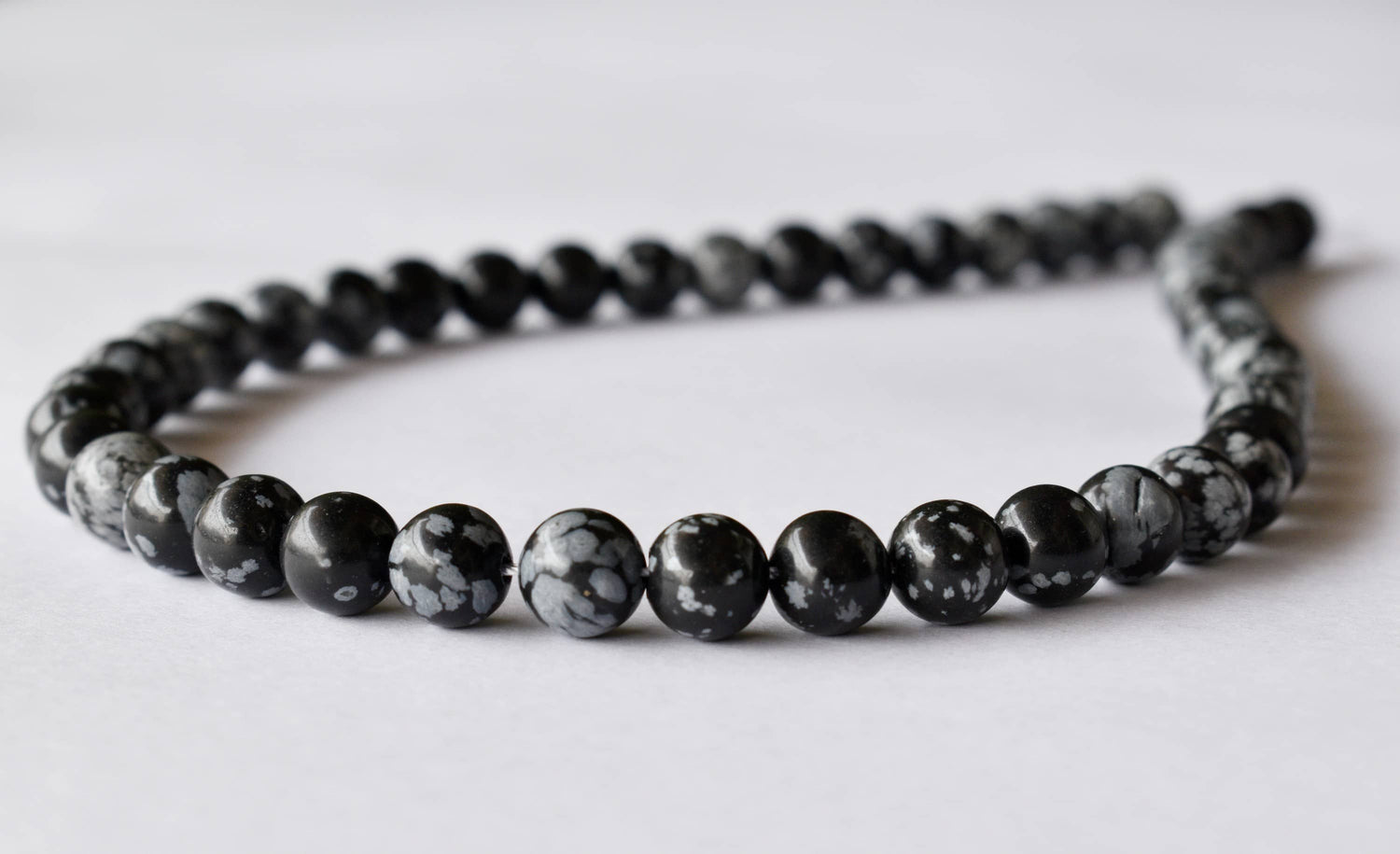 Snowflake Black Obsidian Beads, Natural Round Crystal Beads 4mm to 12mm  DestGlow