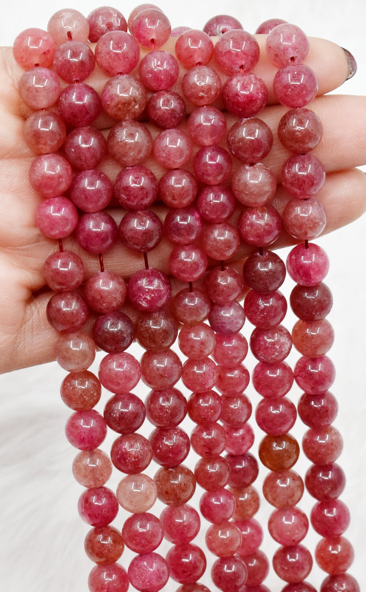 Strawberry Quartz Beads, Natural Round Crystal Beads 6mm to 10mm  DestGlow