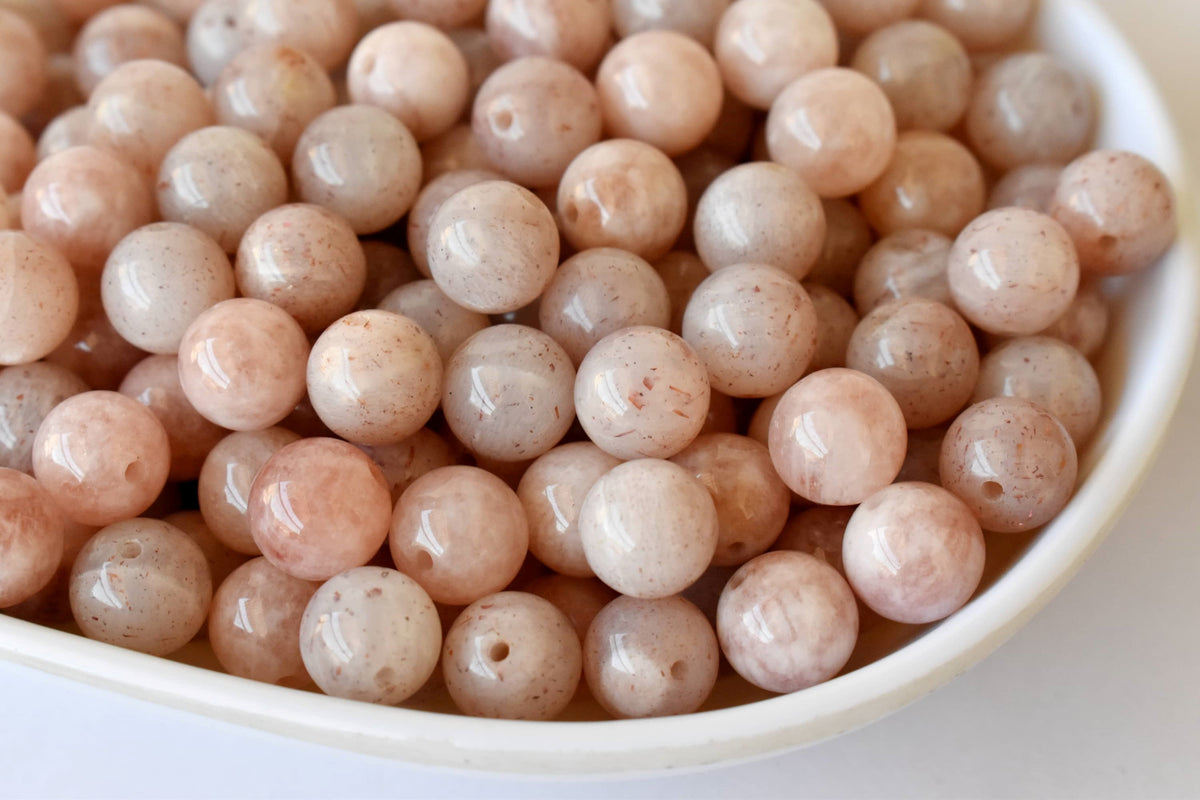 Sunstone Beads, Natural Round Crystal Beads 6mm to 10mm  DestGlow