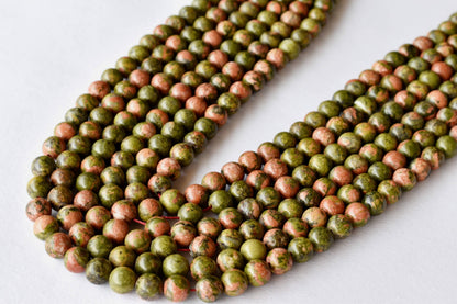 Unakite Beads, Natural Round Crystal Beads 4mm to 10mm  DestGlow