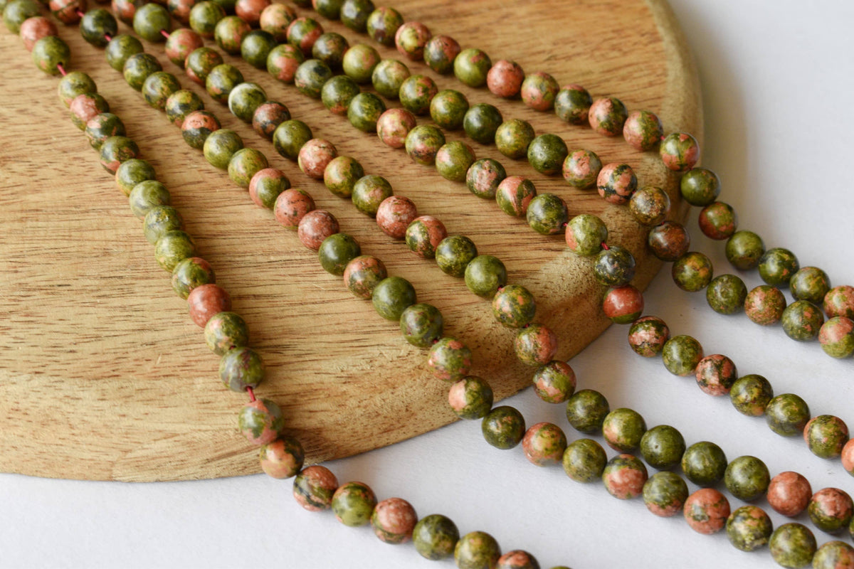 Unakite Beads, Natural Round Crystal Beads 4mm to 10mm  DestGlow