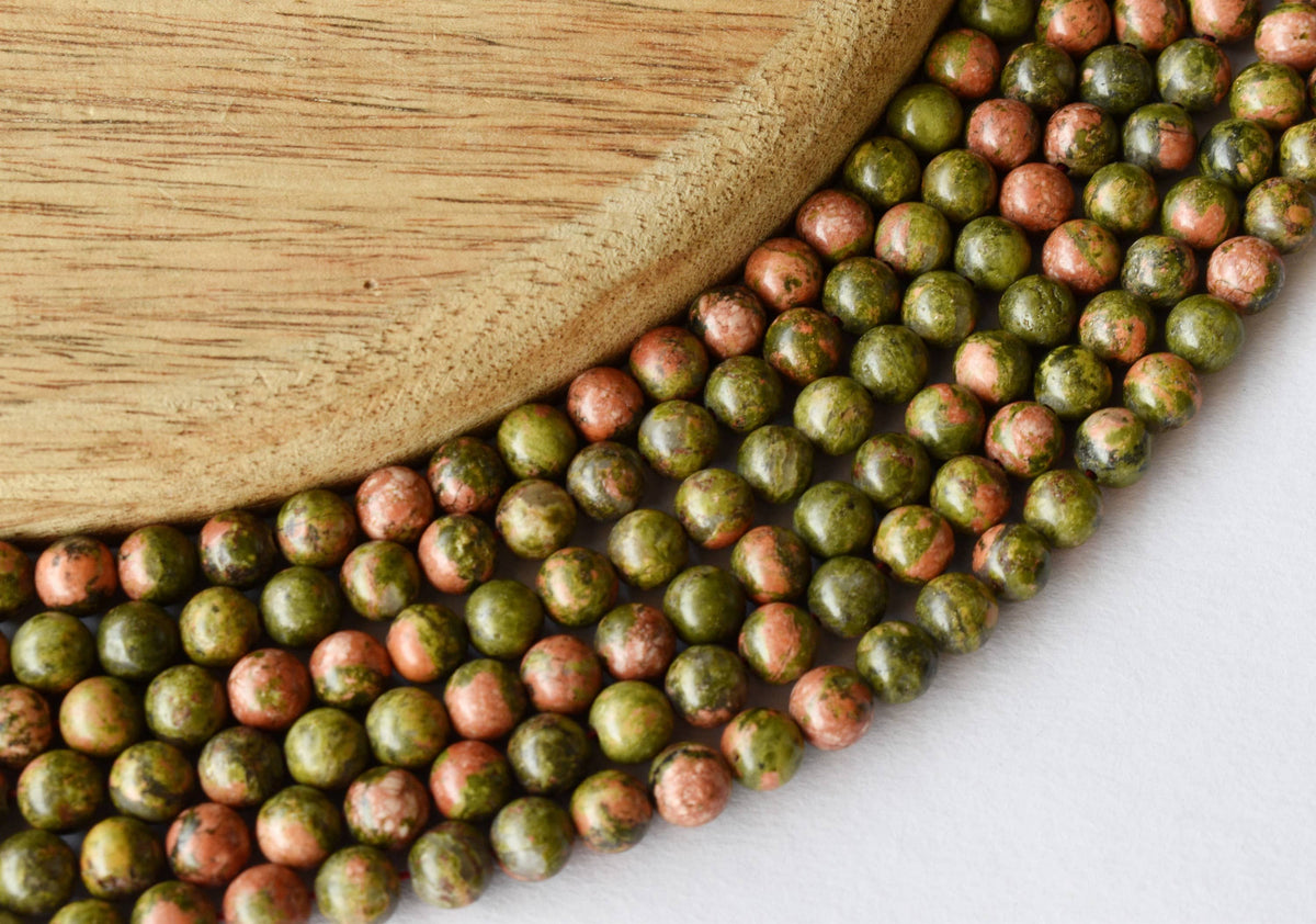 Unakite Beads, Natural Round Crystal Beads 4mm to 10mm  DestGlow