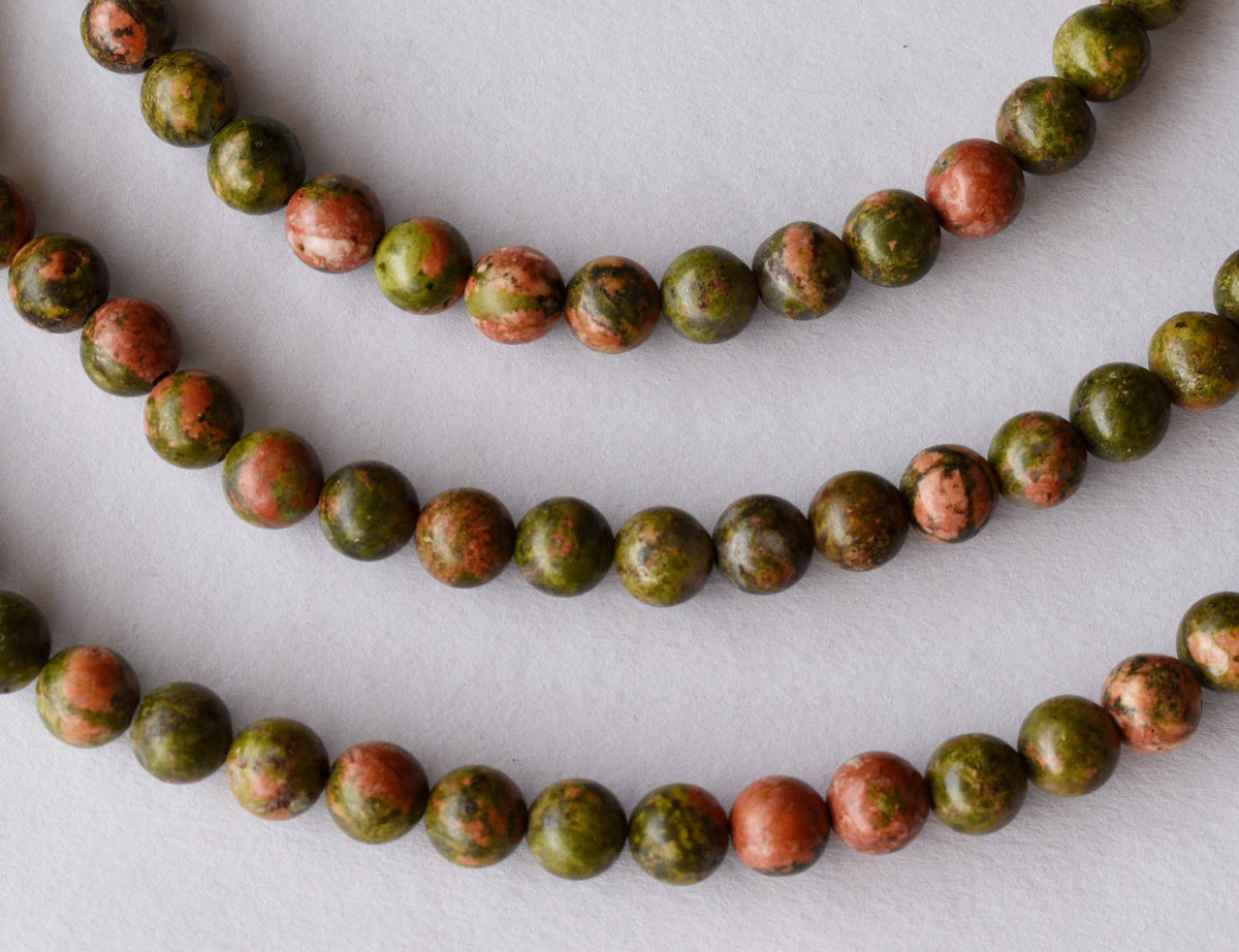 Unakite Beads, Natural Round Crystal Beads 4mm to 10mm  DestGlow