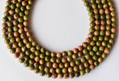 Unakite Beads, Natural Round Crystal Beads 4mm to 10mm  DestGlow