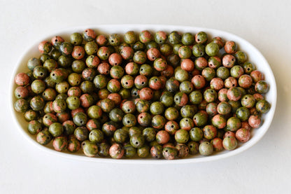 Unakite Beads, Natural Round Crystal Beads 4mm to 10mm  DestGlow