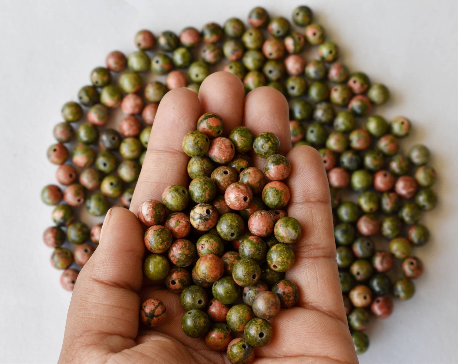 Unakite Beads, Natural Round Crystal Beads 4mm to 10mm  DestGlow