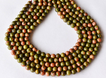 Unakite Beads, Natural Round Crystal Beads 4mm to 10mm  DestGlow