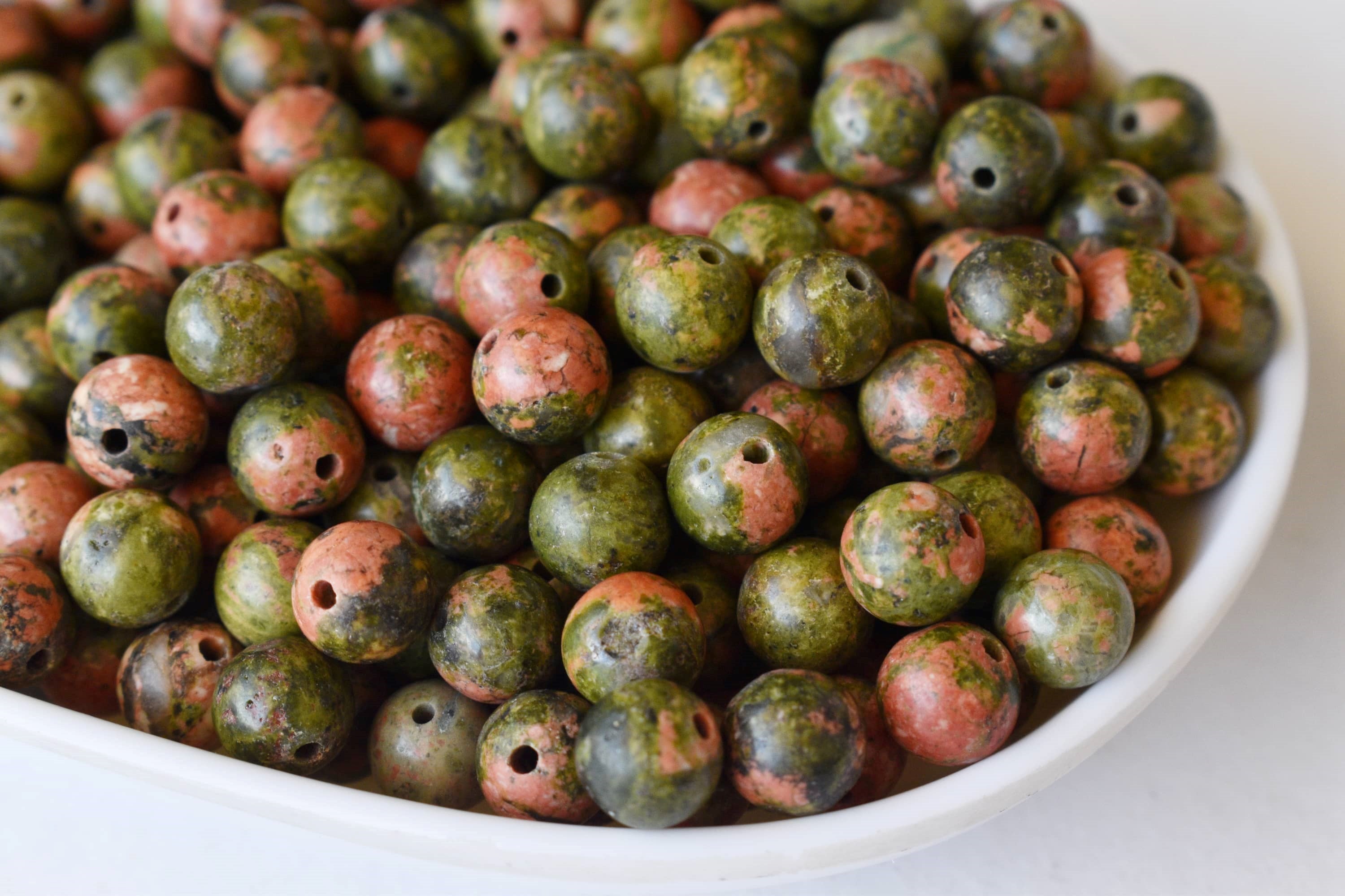 Unakite Beads, Natural Round Crystal Beads 4mm to 10mm  DestGlow