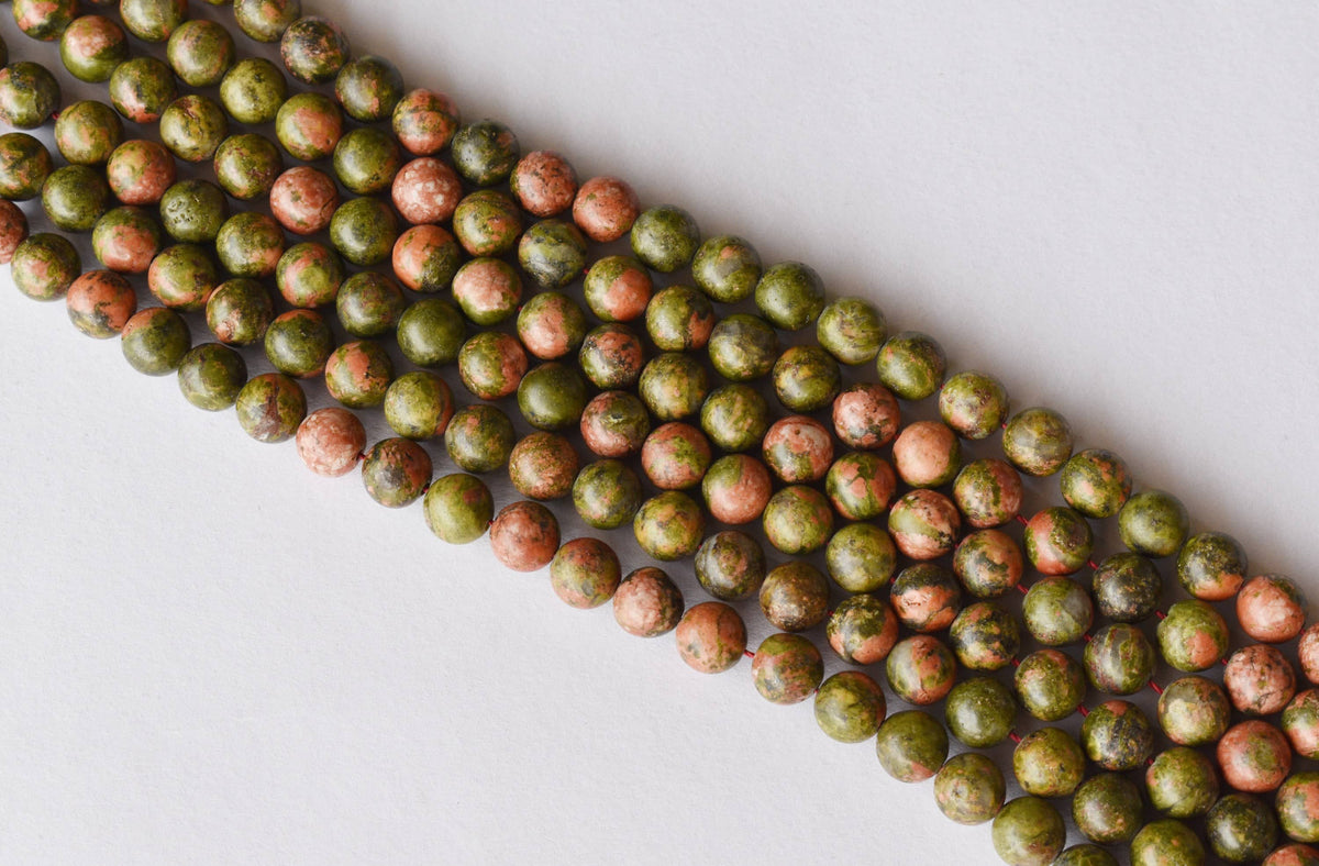 Unakite Beads, Natural Round Crystal Beads 4mm to 10mm  DestGlow