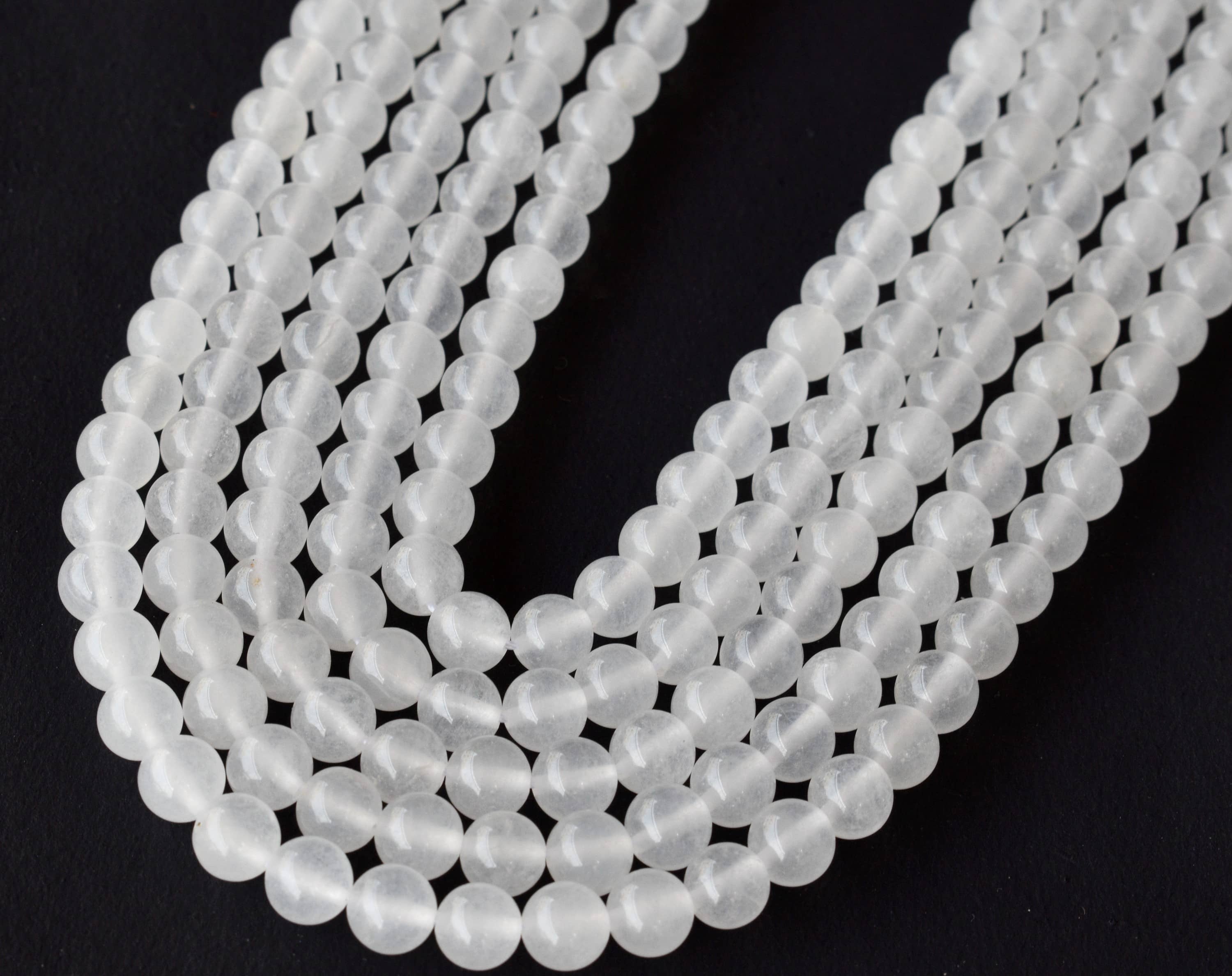 White Agate Beads, Natural Round Crystal Beads 8mm to 10mm  DestGlow