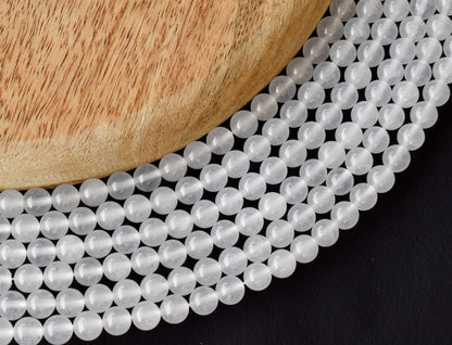White Agate Beads, Natural Round Crystal Beads 8mm to 10mm  DestGlow