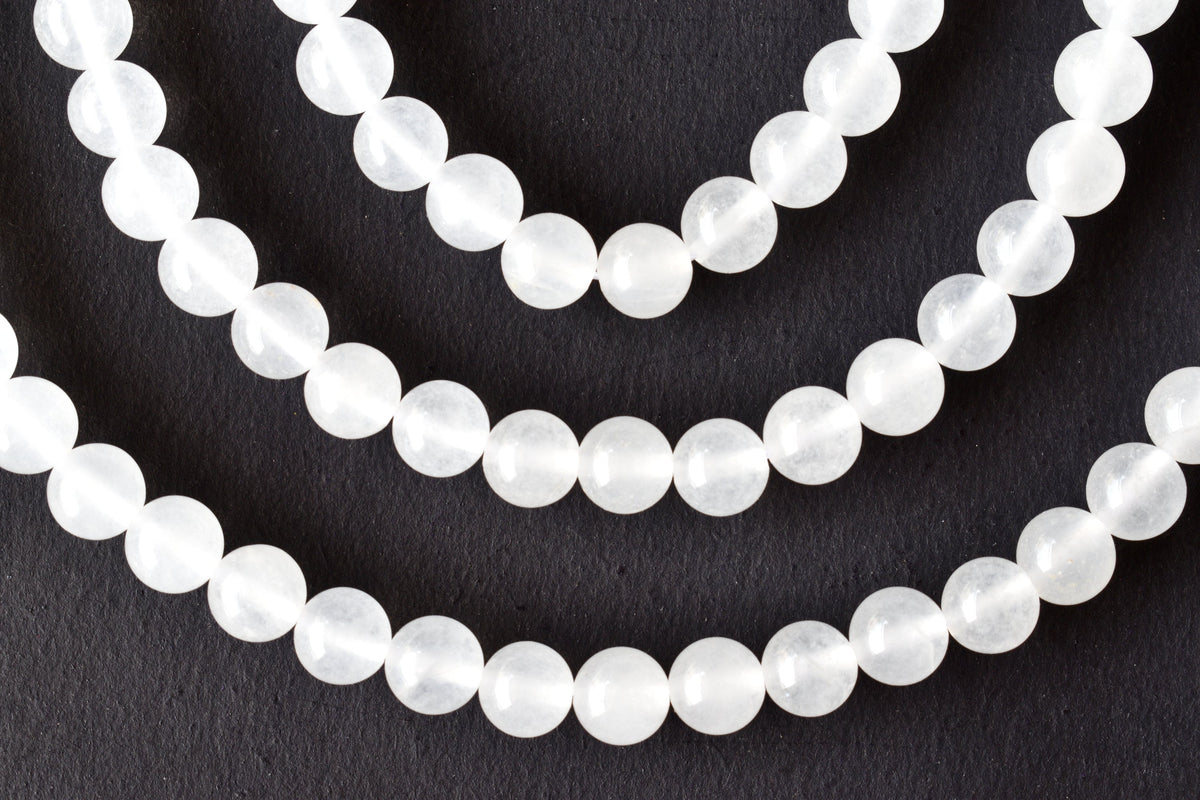 White Agate Beads, Natural Round Crystal Beads 8mm to 10mm  DestGlow
