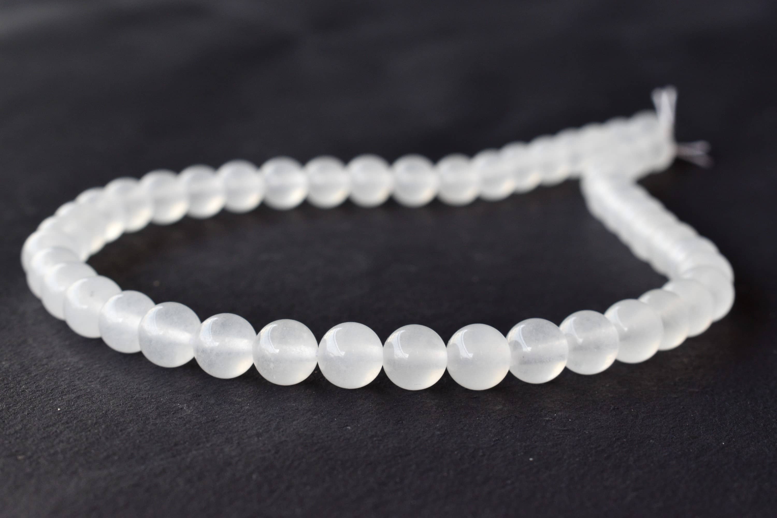 White Agate Beads, Natural Round Crystal Beads 8mm to 10mm  DestGlow