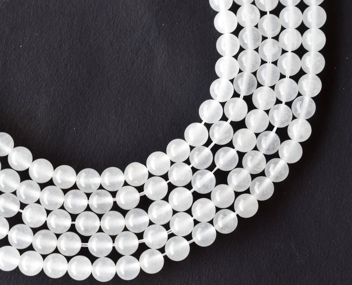 White Agate Beads, Natural Round Crystal Beads 8mm to 10mm  DestGlow