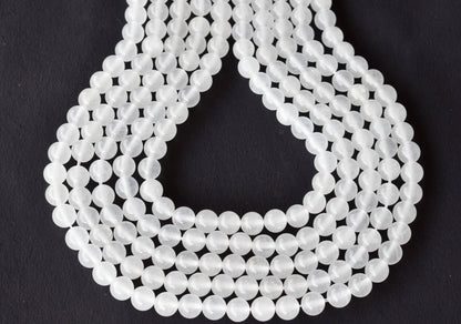 White Agate Beads, Natural Round Crystal Beads 8mm to 10mm  DestGlow