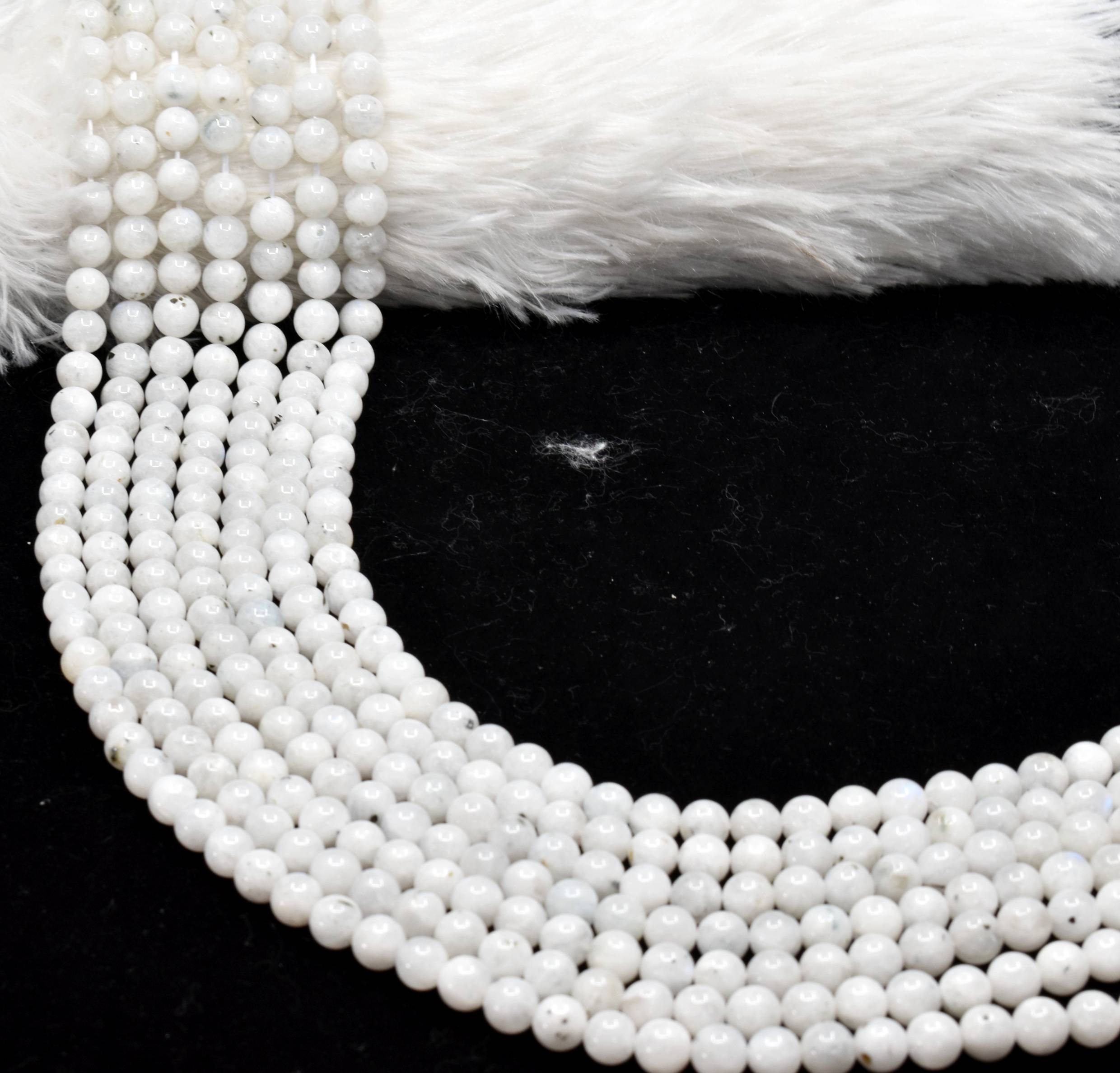 White Rainbow Moonstone Beads, Natural Round Crystal Beads 4mm to 10mm  DestGlow
