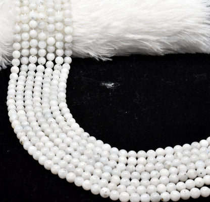 White Rainbow Moonstone Beads, Natural Round Crystal Beads 4mm to 10mm  DestGlow