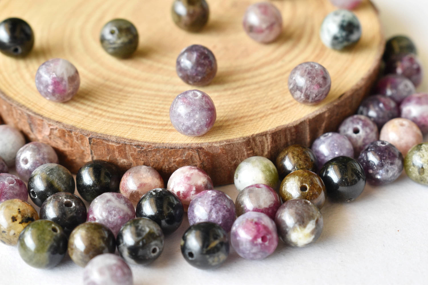 Watermelon Tourmaline Beads, Natural Round Crystal Beads 4mm to 10mm  DestGlow